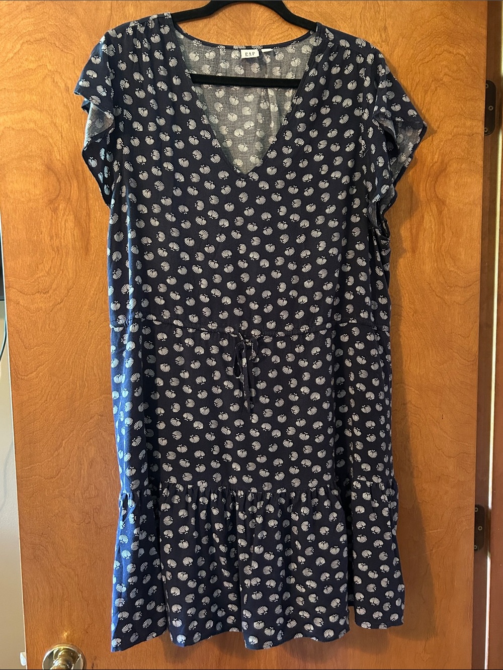 Navy Gap V-Neck Printed Drawstring Dress XL
